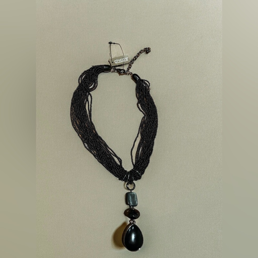 Chico’s Black Multi-Strand Beaded Necklace